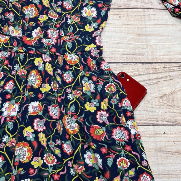 Boden Evelyn Jersey Midi Dress French Navy Multi Floral Long Sleeve Dress‎ Sz 2P - Picture 7 of 10